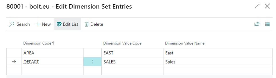 Dimension values | Bankfeed