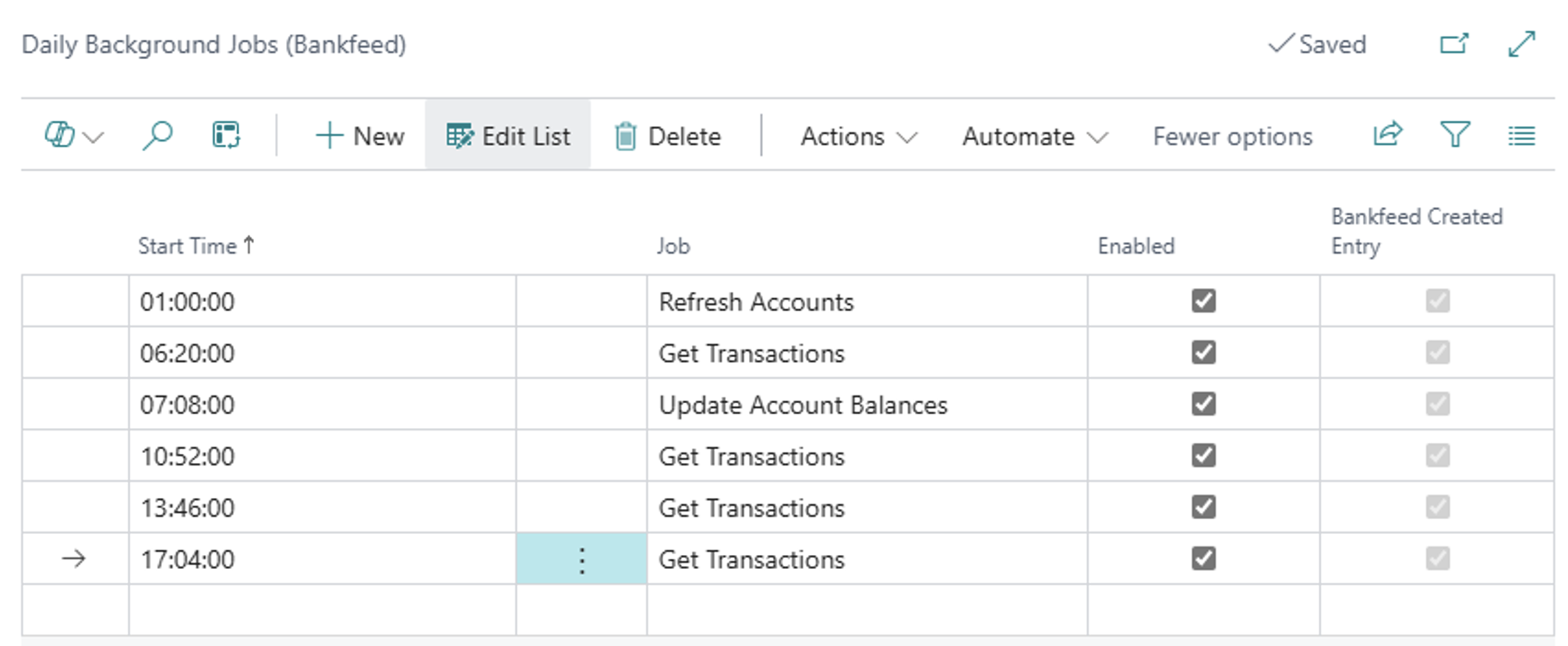 Daily background jobs schedule | Bankfeed