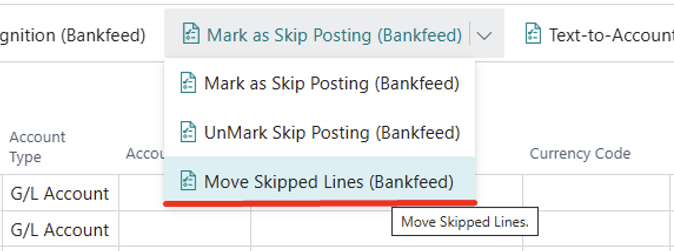 Move skipped lines | Bankfeed