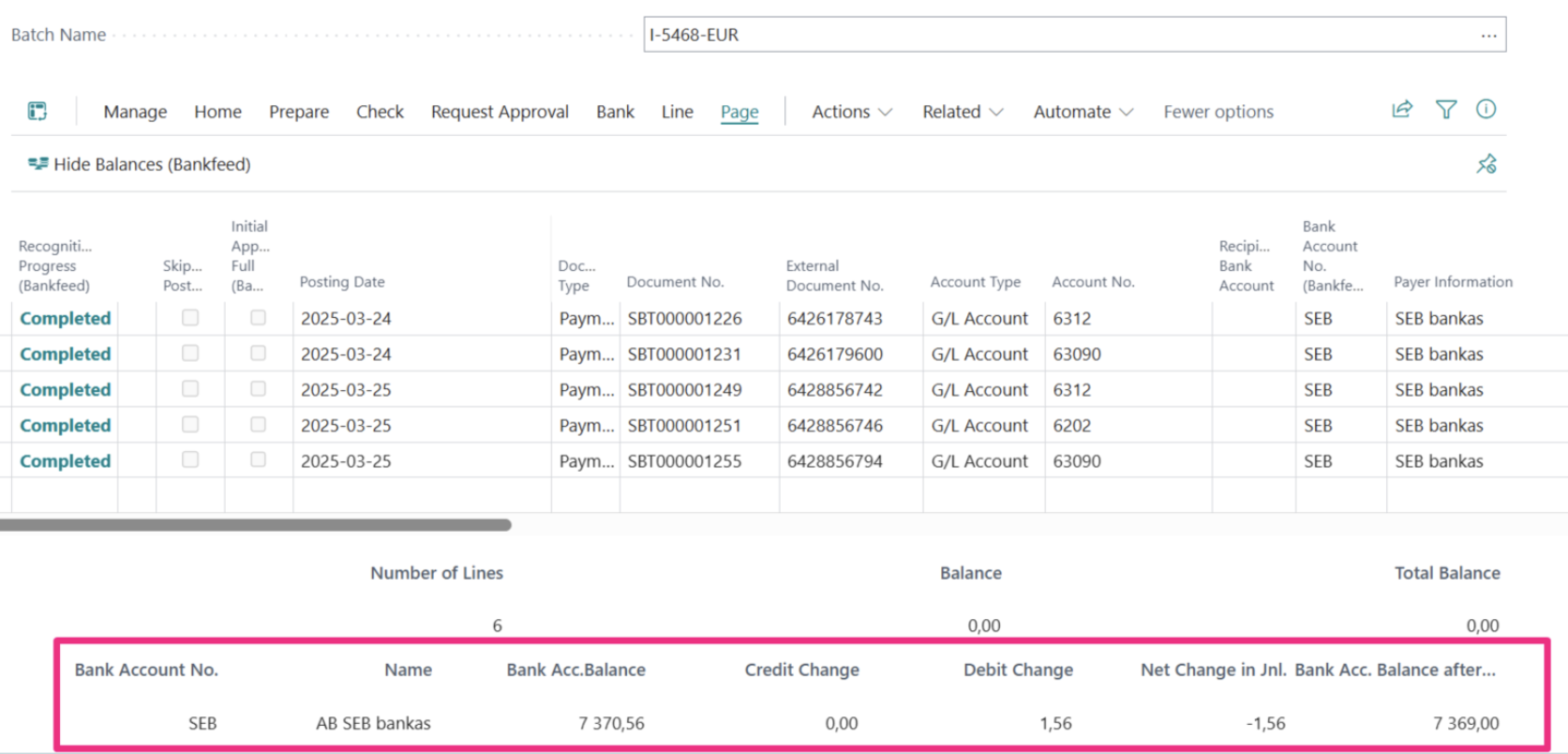 Bank account balance | Bankfeed
