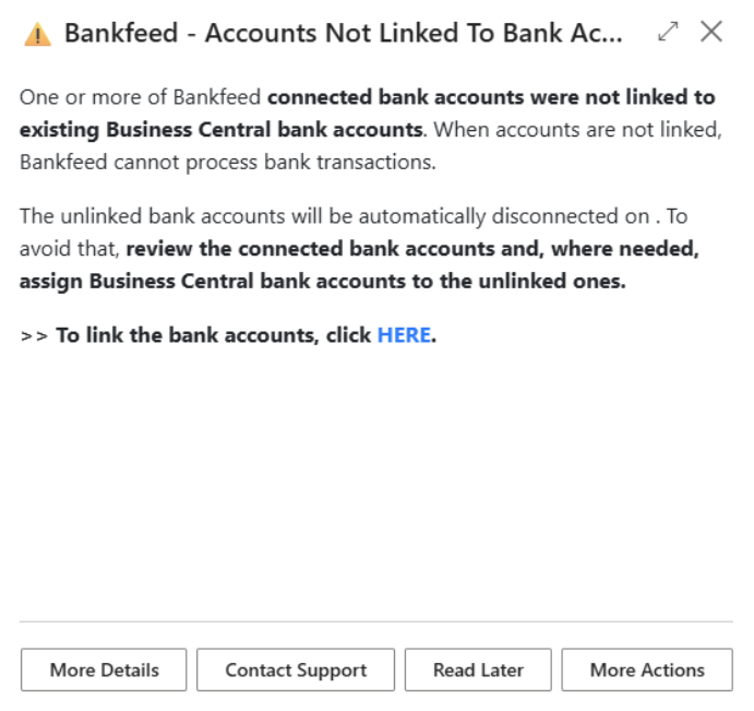 Unlinked bank account disconnection | Bankfeed