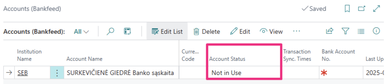 No bank account link | Bankfeed