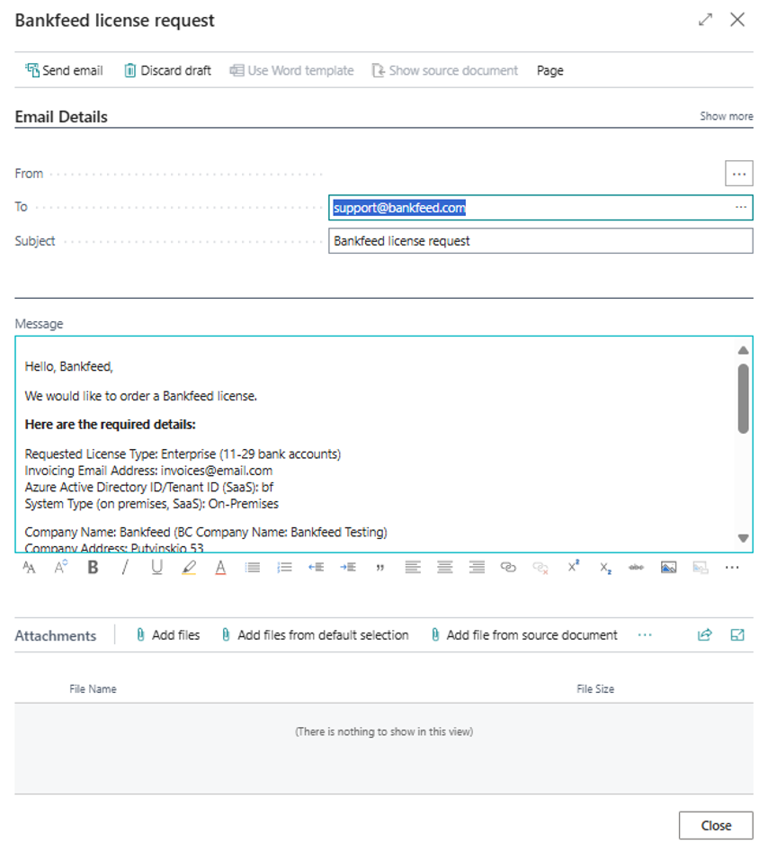 Bankfeed license request