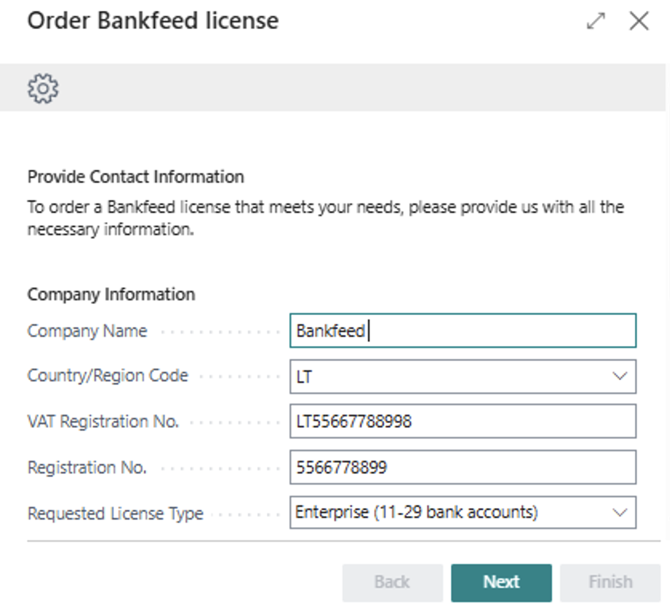 Order Bankfeed license 