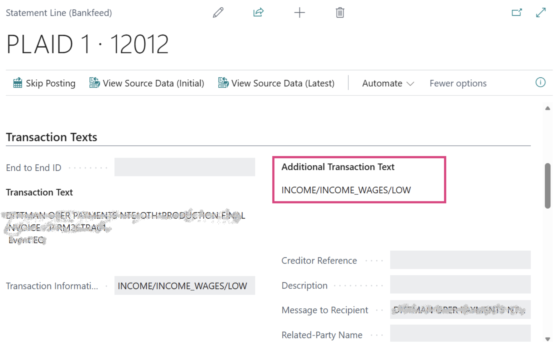 Text-to-Account mapping setup for custom fields | Bankfeed