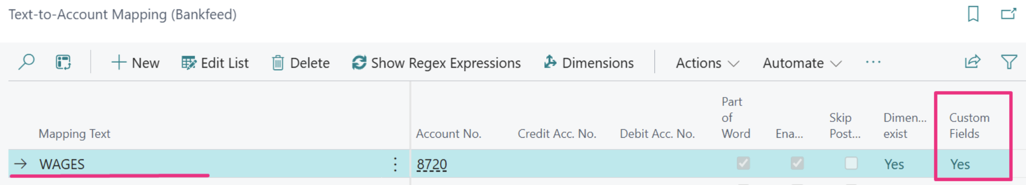 Text-to-Account mapping setup for custom fields | Bankfeed