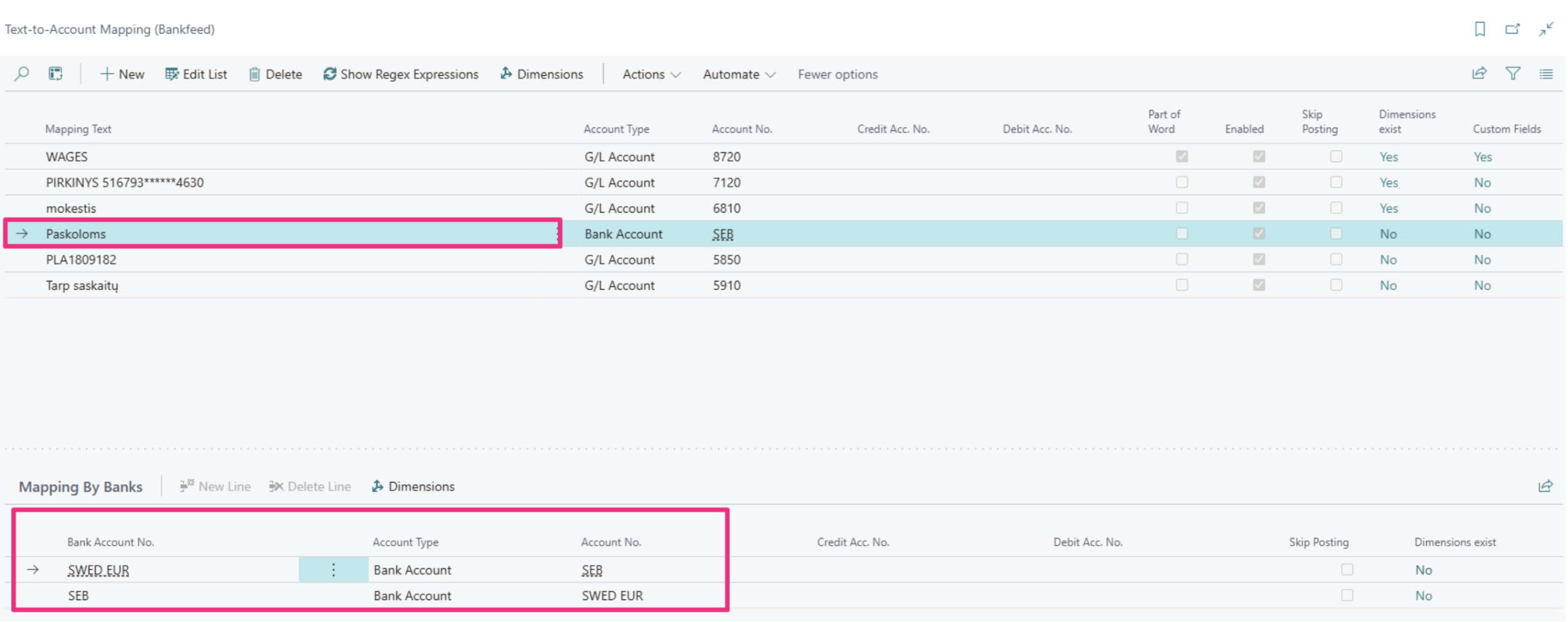 Text-to-Account mapping setup for Bank Accounts | Bankfeed