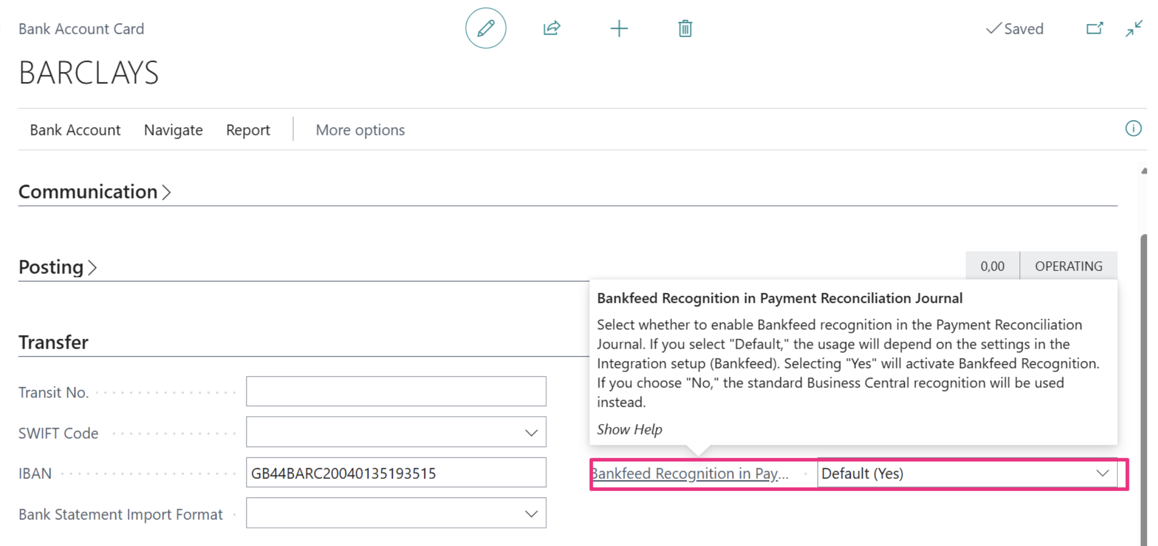 Bankfeed recognition in the Payment Reconciliation Journal | Bankfeed