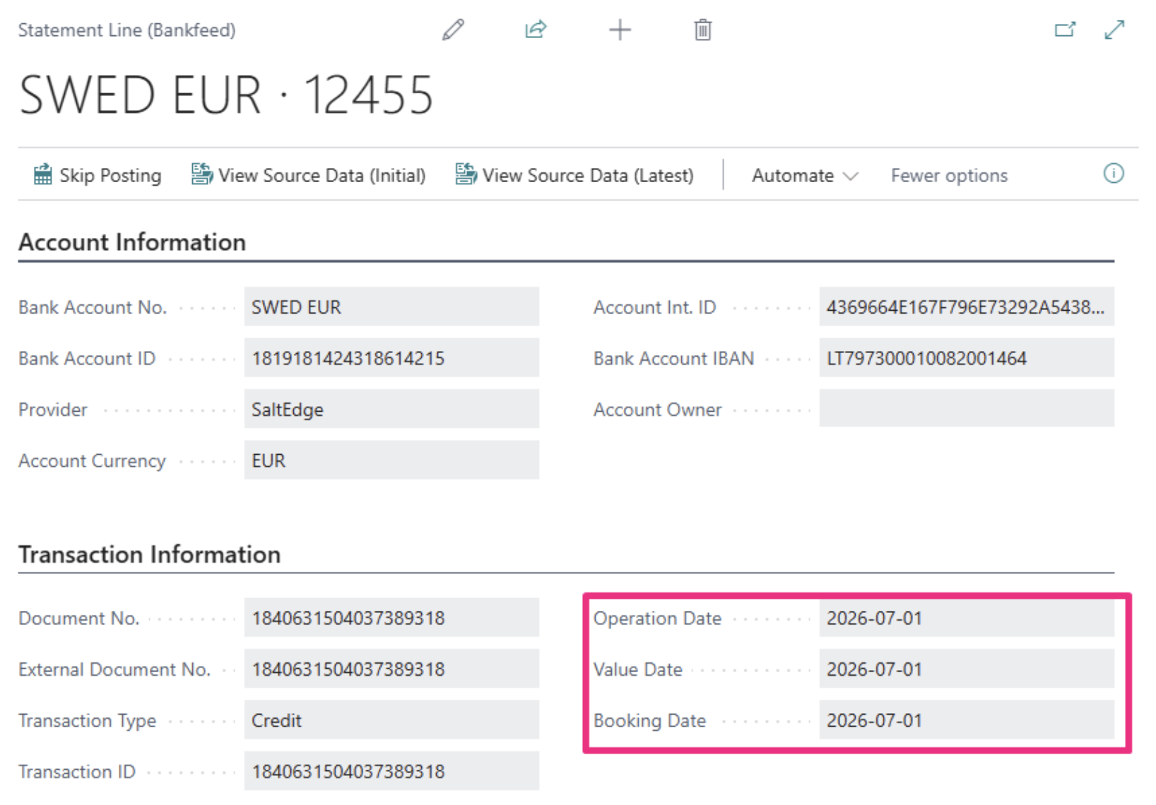 Value date or booking date | Bankfeed