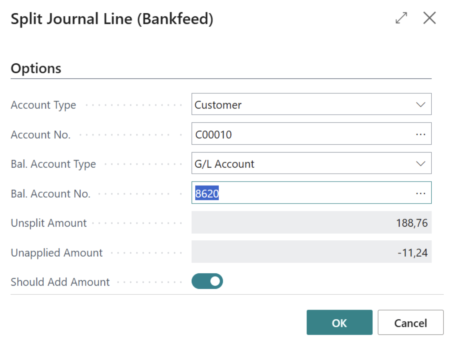 Split line | Bankfeed