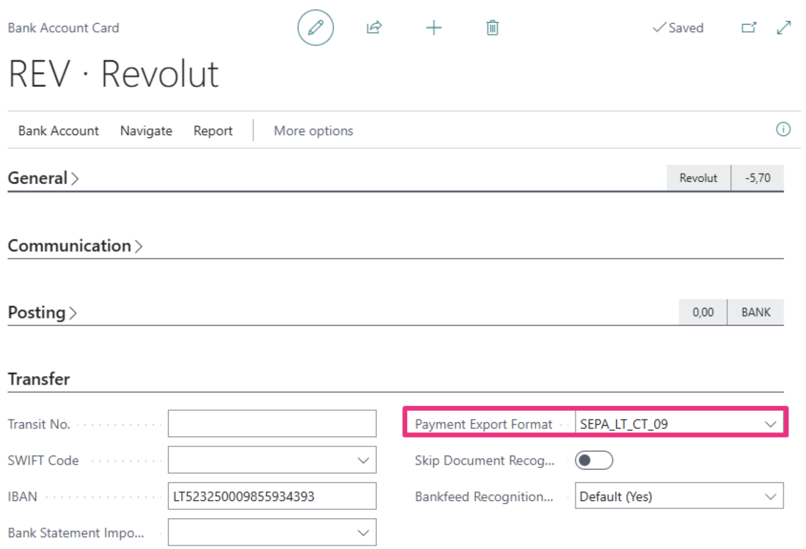 SEPA export | Bankfeed